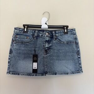 Fashion Nova Light Wash The OG Denim Micro Mini Jean Skirt Womens Small NEW NWT